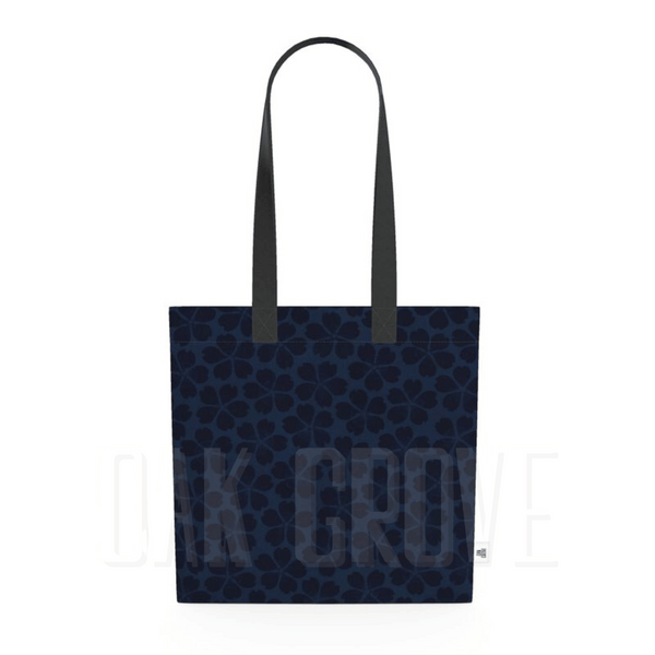 Organic Cotton Flat Tote Bag - Midnight Blue Posie