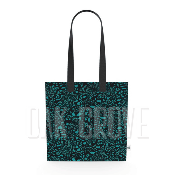 Organic Cotton Flat Tote Bag - Teal/Black Harvest