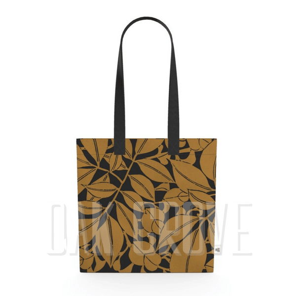 Organic Cotton Flat Tote Bag - Foliage Autumn Orange