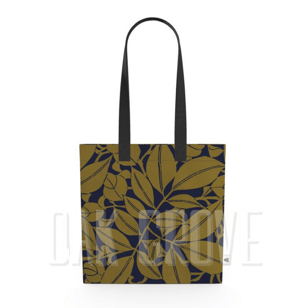 Organic Cotton Flat Tote Bag - Foliage Olive Green/Blue