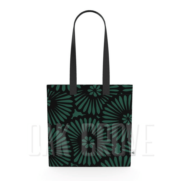 Organic Cotton Flat Tote Bag - Batik Look Green