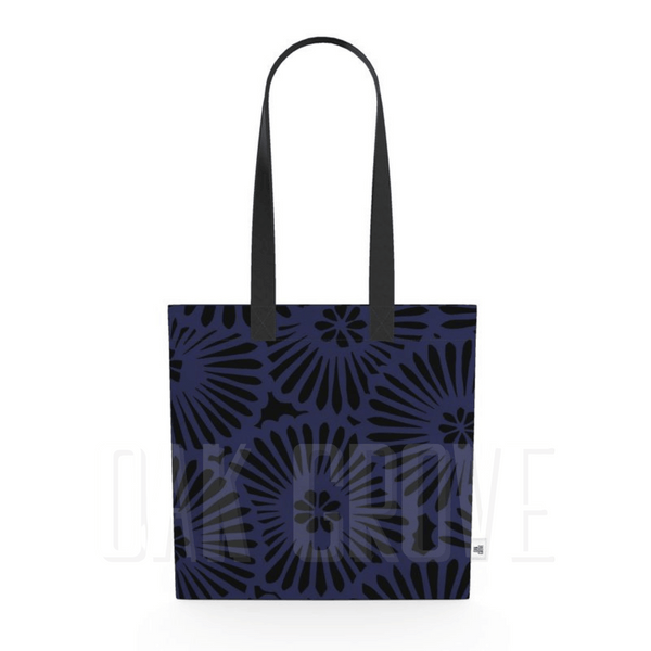 Organic Cotton Flat Tote Bag - Batik Look Blue-Purple