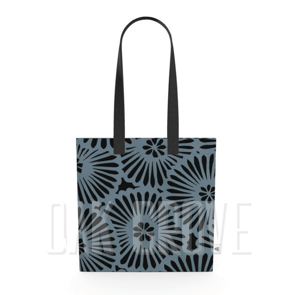 Organic Cotton Flat Tote Bag - Batik Look Light Blue