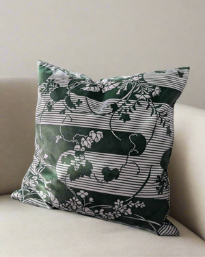 Morning Haze Throw Pillow - Dark Green (Soft Velvet)