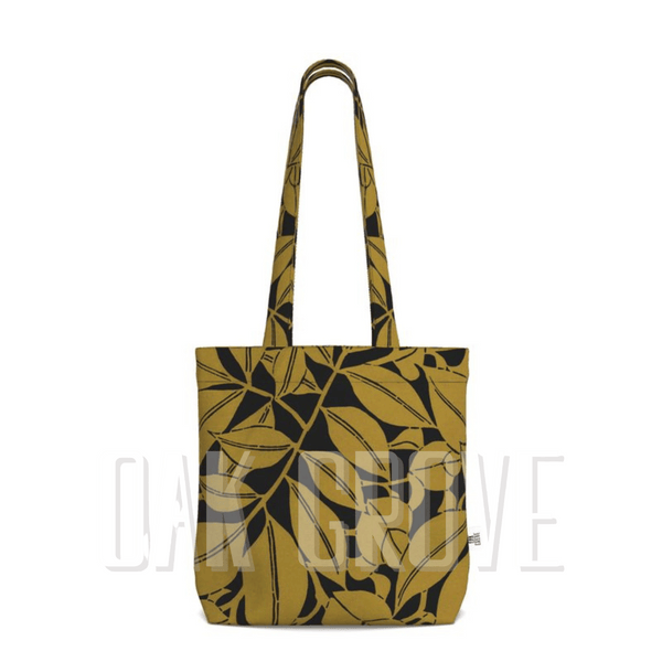 Cotton Canvas Tote Bag with Printed Handles - Foliage Deep Yellow