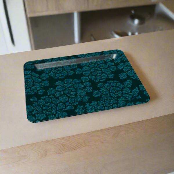 Modern Peony Teal Tray