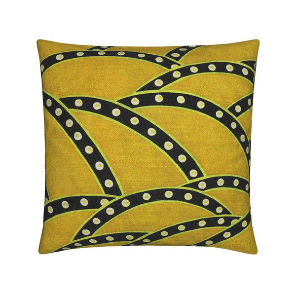 Cotton Linen Throw Pillow - Dotted Line Spun Gold