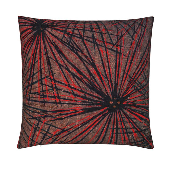 Cotton Linen Throw Pillow - Burst Red