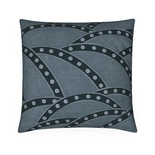 Cotton Linen Throw Pillow - Dotted Line Blue