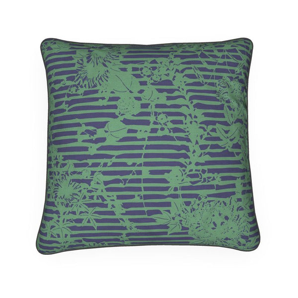 Cotton Linen Throw Pillow - Trellis Green/Blue