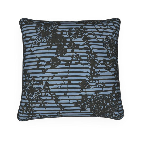 Cotton Linen Throw Pillow - Trellis Black/Blue