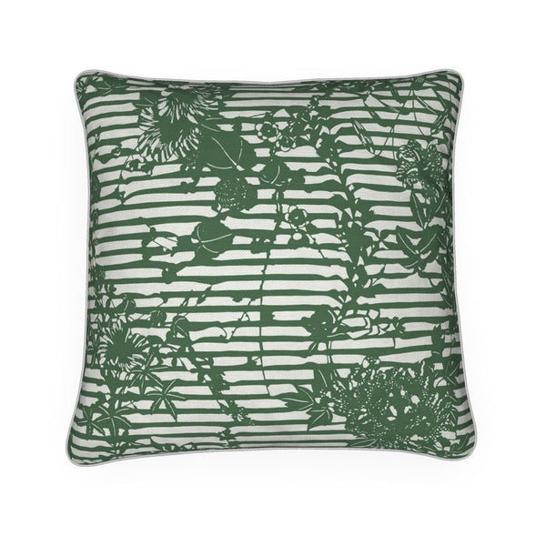 Cotton Linen Throw Pillow - Trellis Green/White