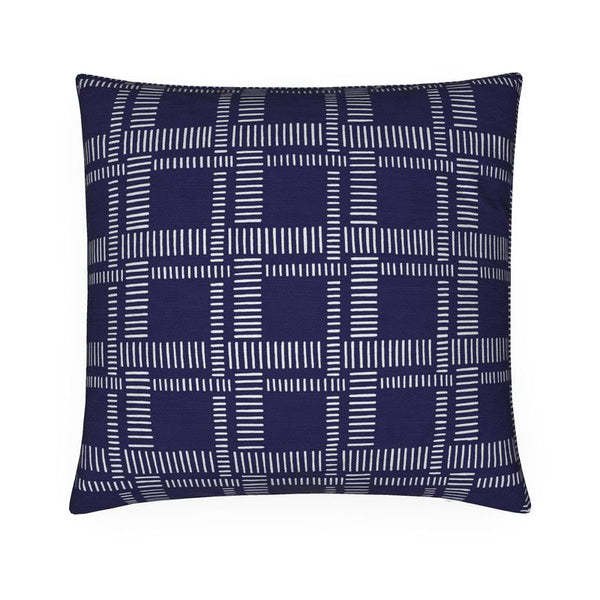 Cotton Linen Throw Pillow - Tempo Dark Blue