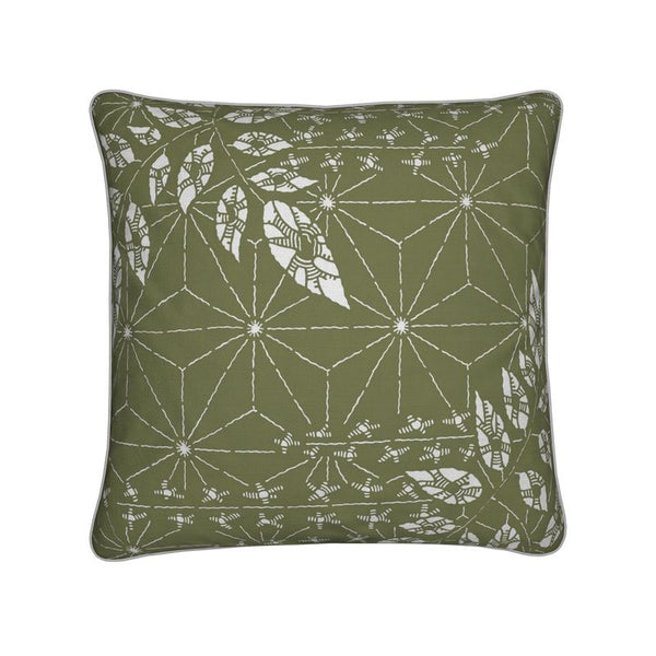 Cotton Linen Throw Pillow - Greenhouse Olive