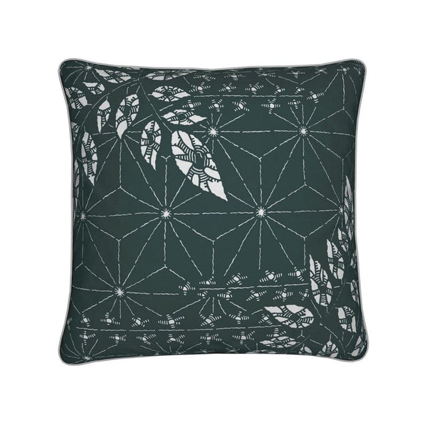 Cotton Linen Throw Pillow - Greenhouse Dark Green