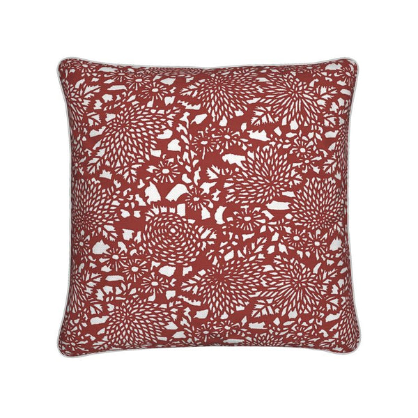 Cotton Linen Throw Pillow - Harvest Brick Red