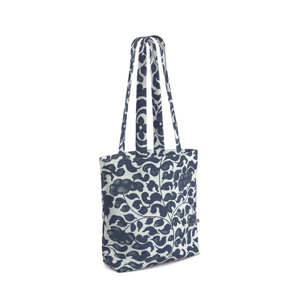 Tote Bag - Organic Cotton Canvas with Printed Handles - Navy Vine