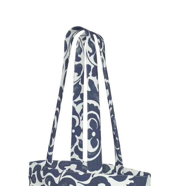 Tote Bag - Organic Cotton Canvas with Printed Handles - Navy Vine