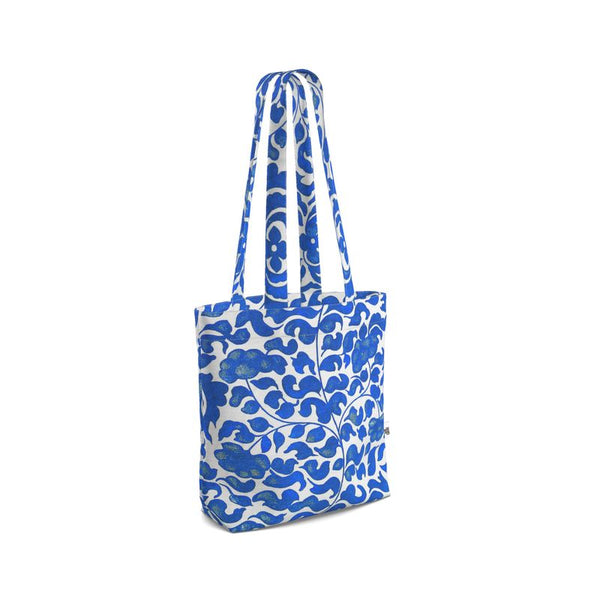 Tote Bag - Organic Cotton Canvas with Printed Handles - Blue Vine