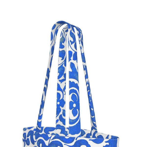 Tote Bag - Organic Cotton Canvas with Printed Handles - Blue Vine