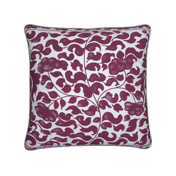 Cotton Linen Throw Pillow - Vine Plum