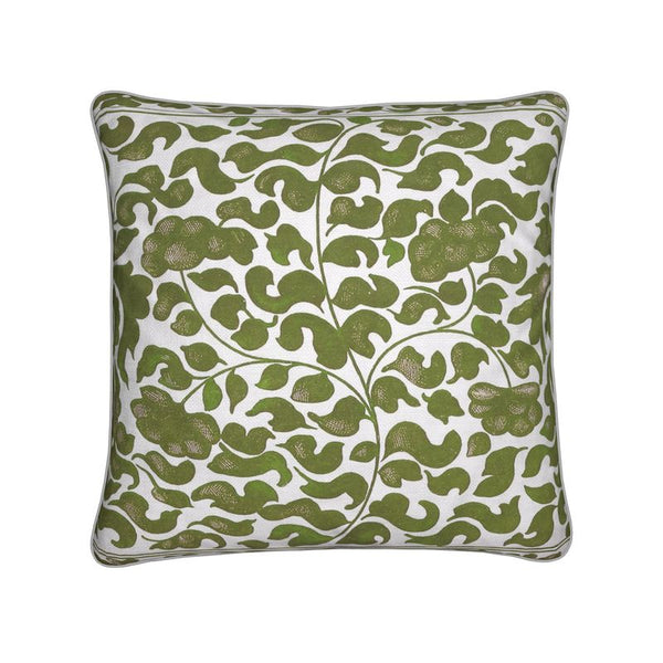 Cotton Linen Throw Pillow - Vine Olive