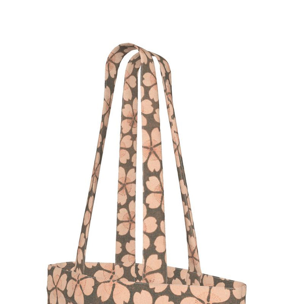 Cotton Canvas Tote Bag with Printed Handles - Posie Grunge