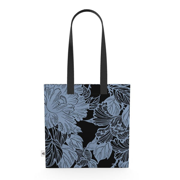 Organic Cotton Flat Tote Bag - Light Blue Peony