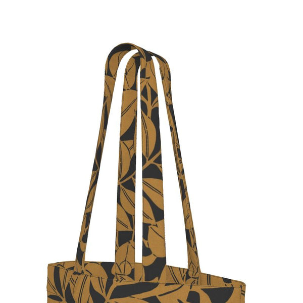 Cotton Canvas Tote Bag with Printed Handles - Foliage Autumn Orange