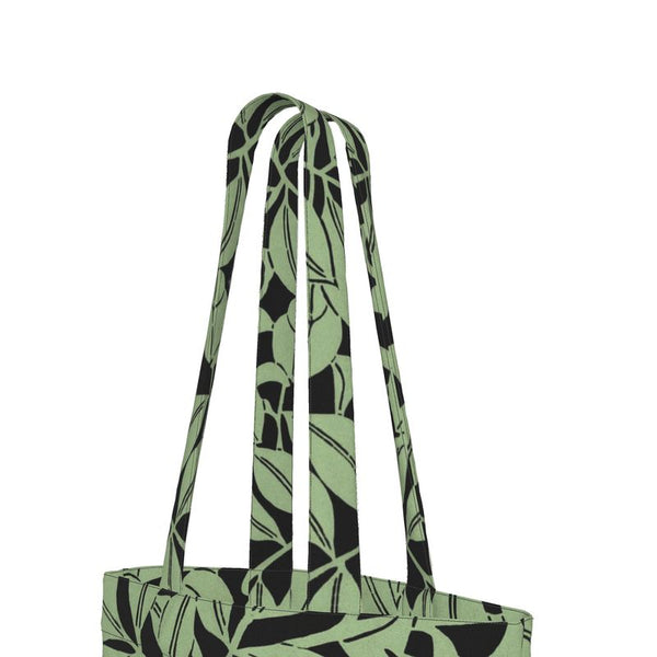 Cotton Canvas Tote Bag with Printed Handles - Foliage Green