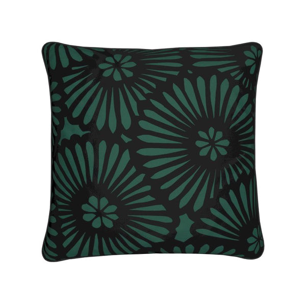 Cotton Linen Throw Pillow - Batik Look Green