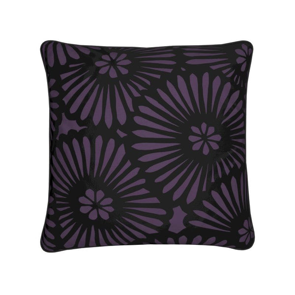 Cotton Linen Throw Pillow - Batik Look Purple