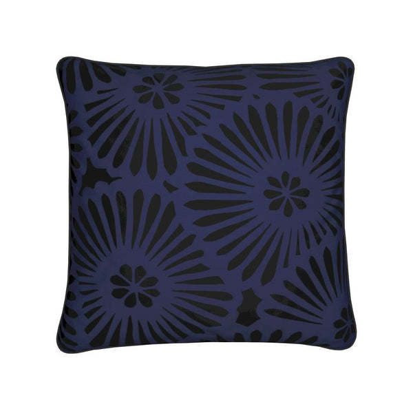 Cotton Linen Throw Pillow - Batik Look Blue-Purple