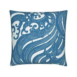 Undertow Throw Pillow - Blue/White (Cotton Linen)
