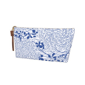 Chrysanthemums Cosmetic Bag - White/Blue