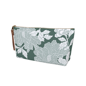Deco Peony Cosmetic Bag - Green/White