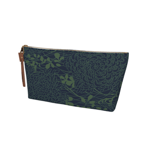 Chrysanthemums Cosmetic Bag - Green/Blue