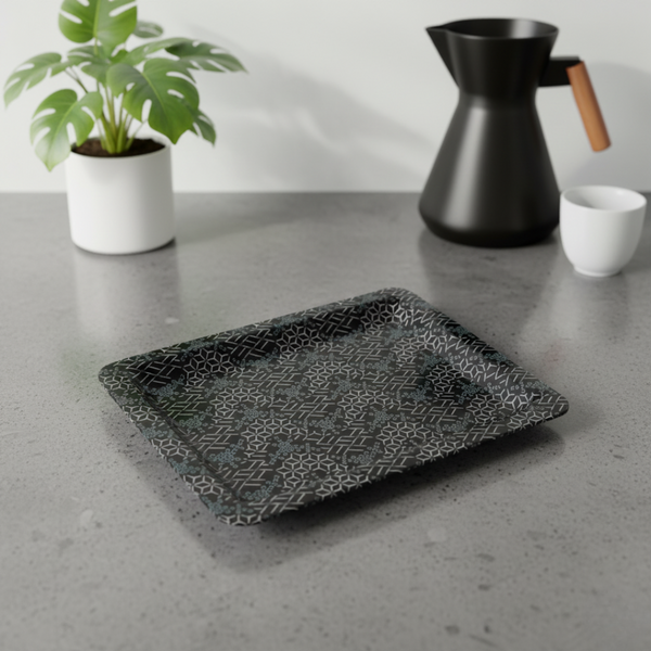 Zig Zag Tray - Teal/White (10.5” x 8”)