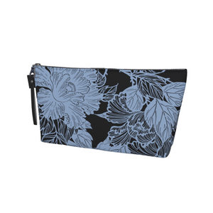 Peony Pair Cosmetic Bag - Blue/Black