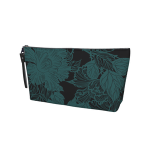 Peony Pair Cosmetic Bag - Teal/Black