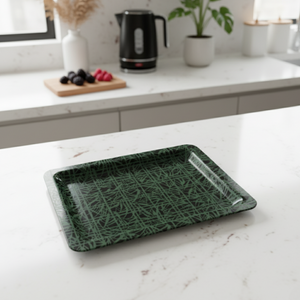 Bamboo Grid Tray - Green/Black (10.5” x 8”)