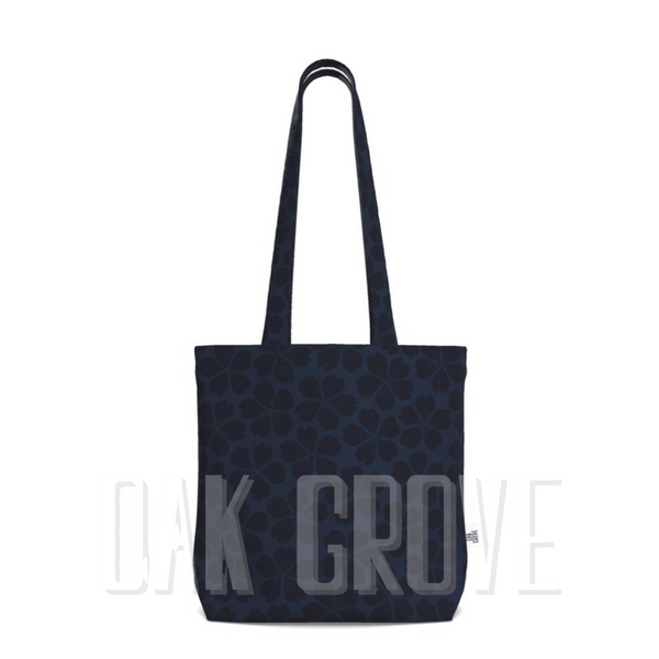 Cotton Canvas Tote Bag with Printed Handles - Posie Midnight Blue