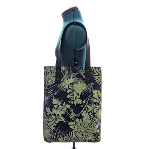 Botanical Tangle City Tote - Light Olive Green/Dark Blue