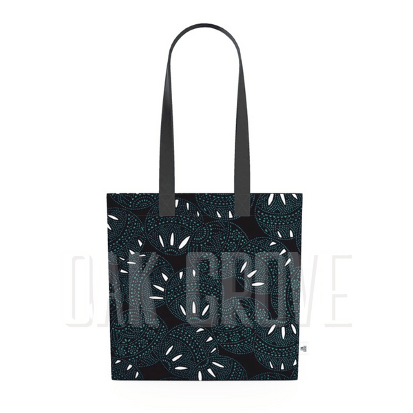 Organic Cotton Flat Tote Bag - Teal Fiesta