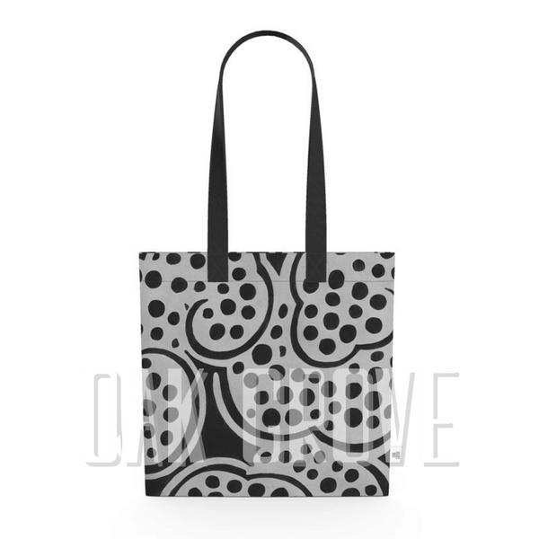 Organic Cotton Flat Tote Bag - Black/Grey Wish