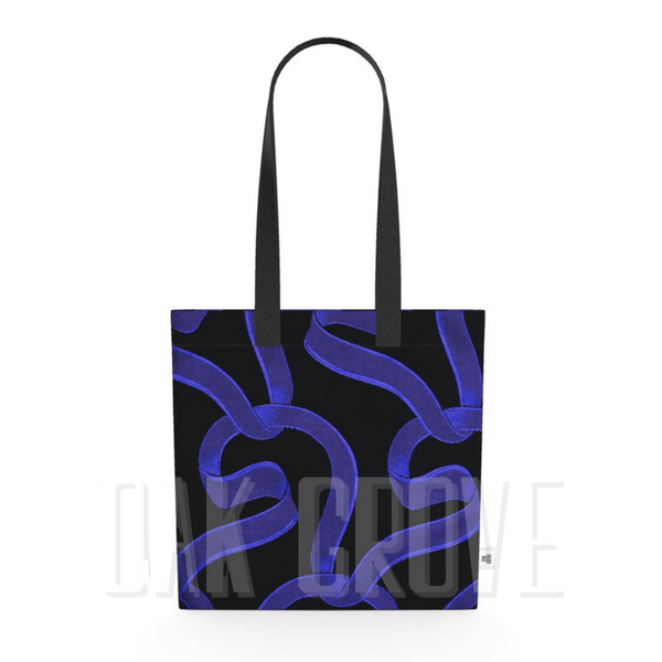 Organic Cotton Flat Tote Bag - Neon Blue Ribbon