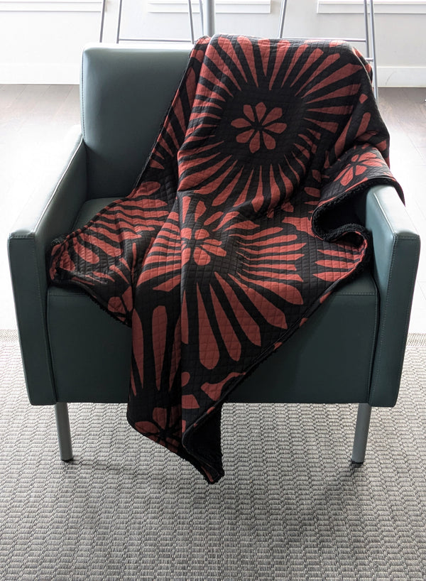 Batik Look Burnt Orange Quilted Throw Blanket (52" x 38")