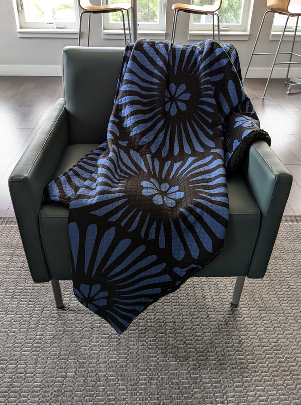 Batik Look Blue Quilted Throw Blanket (52" x 38")