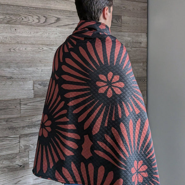 Batik Look Burnt Orange Quilted Throw Blanket (52" x 38")