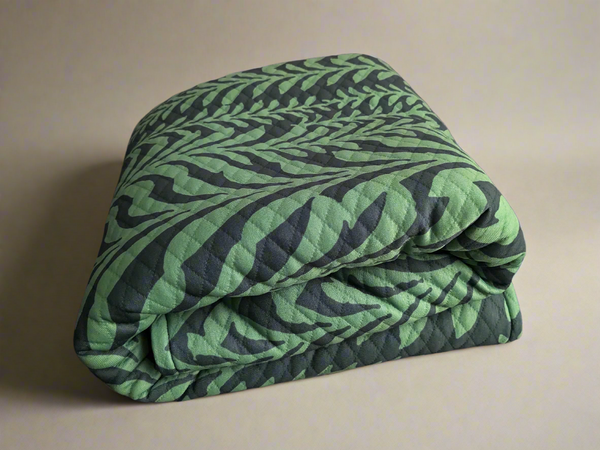 Fern Light/Dark Green Quilted Throw Blanket